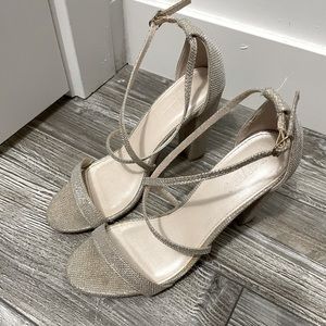 Sparkly strappy heels David’s Bridal